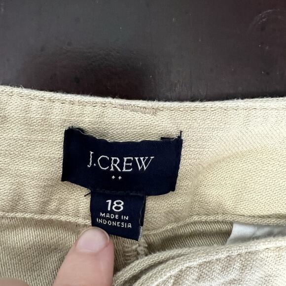 J. Crew Pants 100% Cotton Camp Pants Khaki‎ Crop Straight BJ493 Women’s Size 18 - Picture 8 of 10